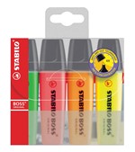 Stabilo BOSS Original markeerstiften - standaardkleuren - etui met 4 stuks Stabilo BOSS Original markeerstiften - standaardkleuren - etui met 4 stuks
